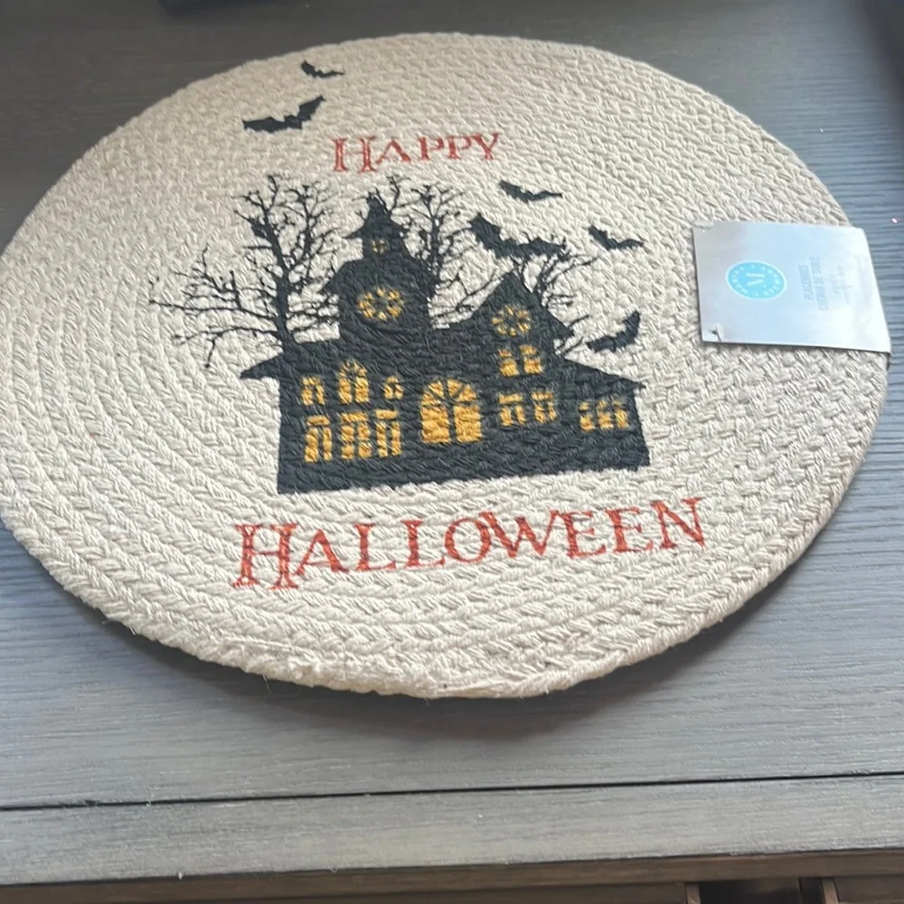 Martha Stewart Set of two Happy Halloween haunted house placemats NWT